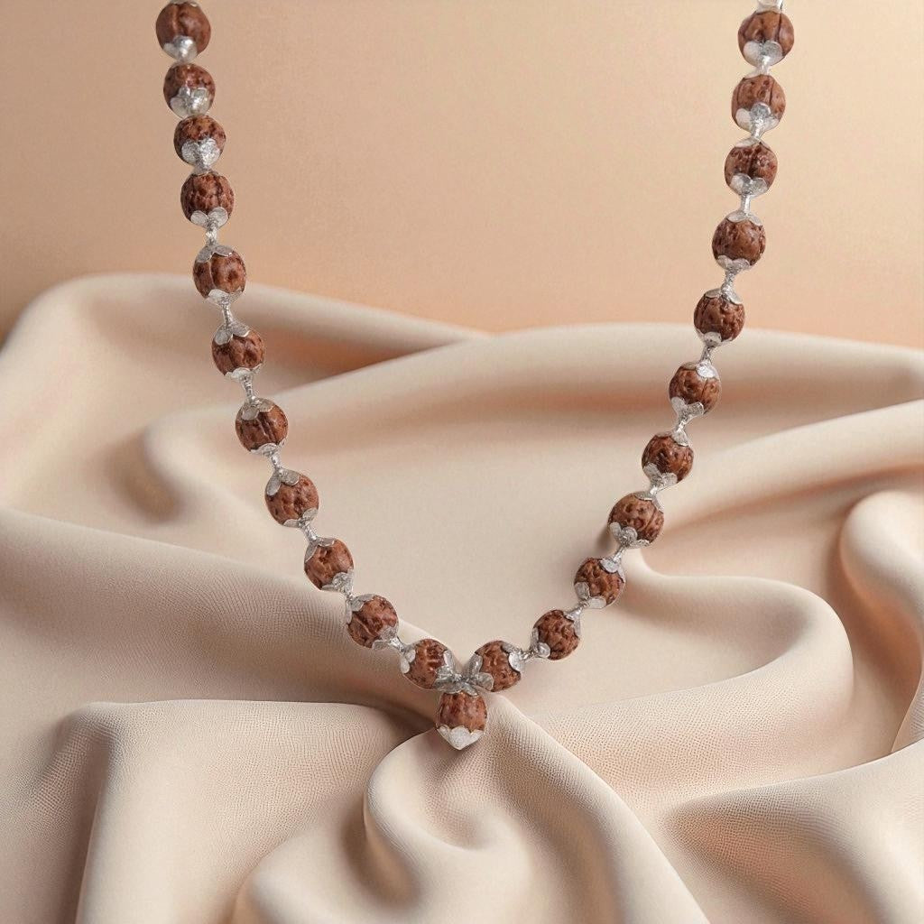 Rudraksha 54 Beads Silver Mala